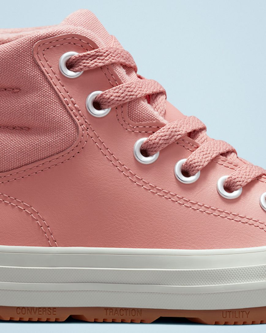 Girls' Converse Leather Chuck Taylor All Star Berkshire Boot Color High Top Shoes Pink | AU 813E0Q